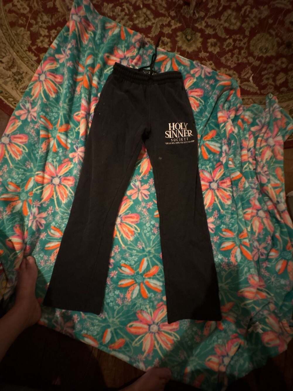 Holy Sinner Society Logo Graphic Flared Sweatpants